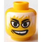 LEGO Yellow Minifigure Head with Head with White Eyes and White Hair (Safety Stud) (3626 / 45295)