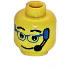 LEGO Geel Minifigure Hoofd met Headset en Blauw Glasses Decoratie (Veiligheids Stud) (3626)