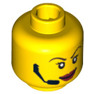 LEGO Geel Minifigure Hoofd met Headset (Veiligheids Stud) (3626 / 63200)
