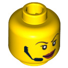 LEGO Yellow Minifigure Head with Headset (Safety Stud) (3626 / 63200)