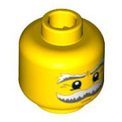 LEGO Yellow Minifigure Head with Large Bushy White and Gray Moustache (Recessed Solid Stud) (3626 / 93416)