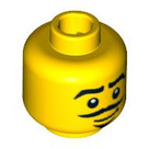 LEGO Yellow Minifigure Head with Large Thin Moustache and Goatee (Safety Stud) (3626 / 94581)