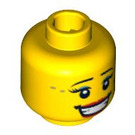 LEGO Yellow Minifigure Head with Light Blue Eye Shadow and Gray Star Pattern (Safety Stud) (3626)