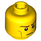 LEGO Amarillo Minifigura Cabeza con Luz Marrón Cheek Lines y Stern Expression (Espiga de seguridad) (15196 / 93400)