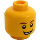 LEGO Gul Minifigur Hoved med Lopsided Grin og hvid Pupils (Forsænket solid knops) (14761 / 88950)