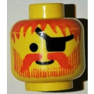 LEGO Yellow Minifigure Head with Messy Hair, Moustache and Eyepatch (Safety Stud) (3626)