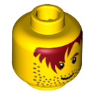 LEGO Gelb Minifigure Kopf mit Messy Haar, Stubble, Dick Schwarz Eyebrows (Sicherheitsbolzen) (3626 / 83697)