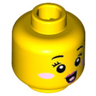 LEGO Yellow Minifigure Head with Open Mouth and Eyelashes (Recessed Solid Stud) (3626 / 34633)