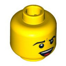 LEGO Keltainen Minihahmo Pää jossa Open Suu showing Hampaat ja Tongue (Upotettu kiinteä nuppi) (3626 / 94569)