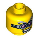 LEGO Yellow Minifigure Head with Pink and Silver Goggles (Safety Stud) (3626 / 94577)