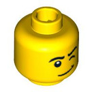 LEGO Gelb Minifigure Kopf mit Raised Links Eyebrow und Shut Links Eye (Sicherheitsbolzen) (3626 / 94563)