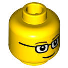 LEGO Yellow Minifigure Head with Rectangular Glasses (Recessed Solid Stud) (13629 / 46506)