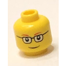 LEGO Geel Minifiguur Hoofd met Rectangular Bril, Rood Eyebrows, Smile (Verzonken solide nop) (3626)