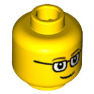 LEGO Geel Minifigure Hoofd met Rectangular Glasses (Veiligheids Stud) (3626)