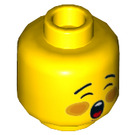 LEGO Yellow Minifigure Head with Red Cheeks and Open, Singing Mouth (Recessed Solid Stud) (3626 / 21339)