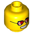 LEGO Gelb Minifigure Kopf mit rot Glasses (Einbau-Vollbolzen) (3626 / 19889)