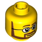 LEGO Yellow Minifigure Head with Round Glasses, Brown Beard and Raised Right Eyebrow (Recessed Solid Stud) (3626)
