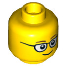 LEGO Geel Minifigure Hoofd met Afgerond Glasses (Verzonken Solid Stud) (3626 / 21025)