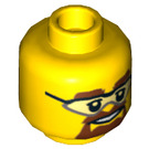 LEGO Amarillo Minifigura Cabeza con Safety Gafas de protección (Espiga sólida hueca) (3626 / 10158)