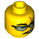 LEGO Geel Minifigure Hoofd met Scar en Sunglasses (Veiligheids Stud) (3626 / 54462)