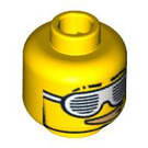 LEGO Gelb Minifigure Kopf mit Slotted Sunglasses, Shaved Eyebrow und Gold Zähne (Sicherheitsbolzen) (3626 / 93398)