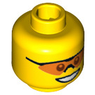 LEGO Yellow Minifigure Head with Smile and Orange Goggles (Recessed Solid Stud) (13636 / 99810)