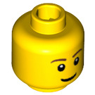 LEGO Gul Minifigur Hoved med Smile og hvid Pupils (Forsænket solid knops) (15123 / 50181)