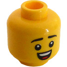 LEGO Geel Minifiguur Hoofd met Smile met Tanden en Tongue / Scrowl (Verzonken solide nop) (3626)