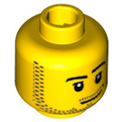 LEGO Gul Minifigur Huvud med Smirk och Stubb Skägg (Infälld solid knopp) (14070 / 51523)