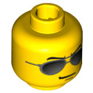 LEGO Geel Minifigure Hoofd met Sunglasses (Veiligheids Stud) (13515 / 91293)