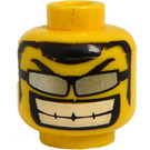 LEGO Geel Minifigure Hoofd met Dun Zilver Sunglasses, Groot Grijns (Veiligheids Stud) (3626)