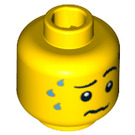 LEGO Geel Minifigure Hoofd Worried met Sweat Drops (Veiligheids Stud) (15200 / 93418)