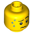 LEGO Keltainen Minihahmo Pää Worried jossa Sweat Drops (Turvanuppi) (15200 / 93418)