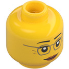 LEGO Gul Misako Hoved med Briller (Forsænket solid knops) (3626 / 23694)