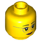 LEGO Geel Misako Hoofd met Glasses (Verzonken Solid Stud) (3626 / 23694)