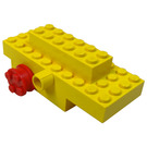 LEGO Gelb Motor Wind-Oben 4 x 10 x 3 mit rot Räder