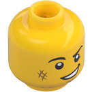 LEGO Yellow Motorcycle Driver Minifigure Head (Recessed Solid Stud) (3626 / 65644)