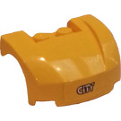 LEGO Yellow Mudgard Bonnet 3 x 4 x 1.3 Curved with CITY pattern Sticker (98835)