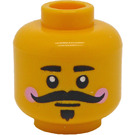 LEGO Gelb Nutcracker Beidseitig Kopf mit Rosa Cheeks, Schwarz Mustache und Neutral Mund / Smile mit Zähne (Vertiefte feste Noppen) (3626)