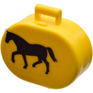 LEGO Gelb Oval Case mit Griff mit Pferd Aufkleber (6203)