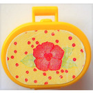 LEGO Geel Oval Case met Handvat met Pink Bloem en Rood Dots Aan Light Geel Sticker (6203)