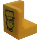 LEGO Yellow Panel 1 x 1 Corner with Rounded Corners with Frankenstein Face (Left) Sticker (6231)