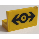LEGO Yellow Panel 1 x 2 x 1 with Gray Train Logo Sticker with Square Corners (4865)
