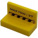 LEGO Yellow Panel 1 x 2 x 1 with 'MAX TOW: 3T' Sticker with Square Corners (4865)