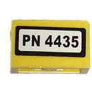 LEGO Yellow Panel 1 x 2 x 1 with 'PN 4435' Sticker with Square Corners (4865)