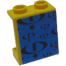 LEGO Gelb Panel 1 x 2 x 2 mit Gravity Games Logo Repeating Schwarz auf Blau Aufkleber ohne seitliche Stützen, hohle Bolzen (4864)
