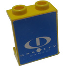 LEGO Yellow Panel 1 x 2 x 2 with Gravity Games Logo White on Blue Sticker without Side Supports, Hollow Studs (4864)