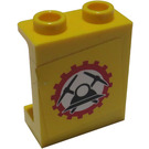 LEGO Jaune Panneau 1 x 2 x 2 avec Casque et Pickaxes dans Gea Autocollant avec supports latéraux, tenons creux (6268)