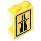 LEGO Jaune Panneau 1 x 2 x 2 avec Highway sans supports latéraux, tenons pleins (4864)
