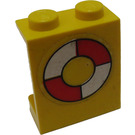 LEGO Jaune Panneau 1 x 2 x 2 avec Life Preserver Autocollant sans supports latéraux, tenons pleins (4864)